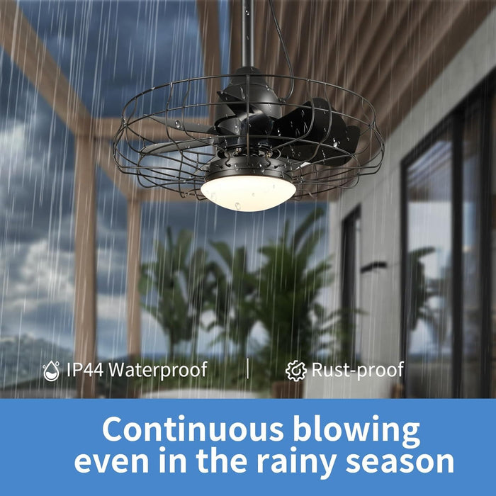 19 in. Vintage Waterproof Outdoor Fans for Pergola, Caged Enclosed Ceiling Fan with Lights, Wet Rated Outdoor Ceiling Fans with Remote for Gazebo Patio-5-ErisView