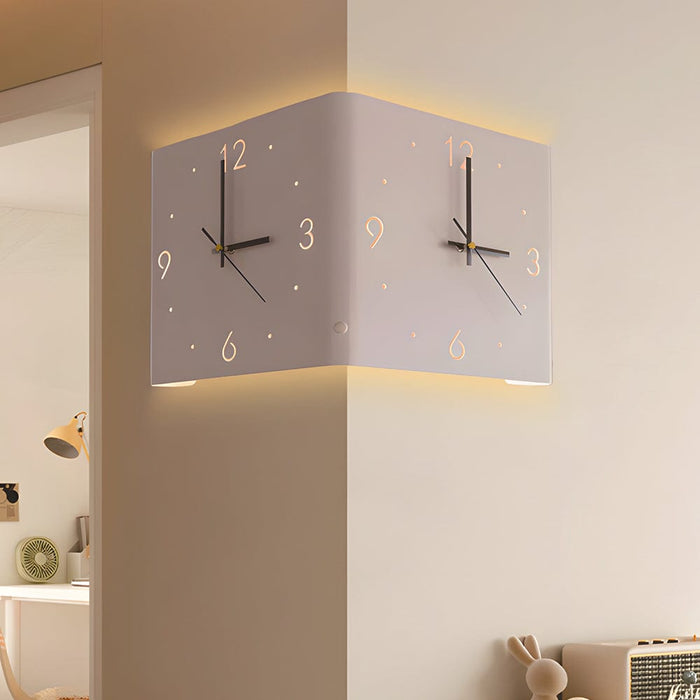 Mute USB Motion Sensor LED Foldable Double Sided Corner Wall Clock