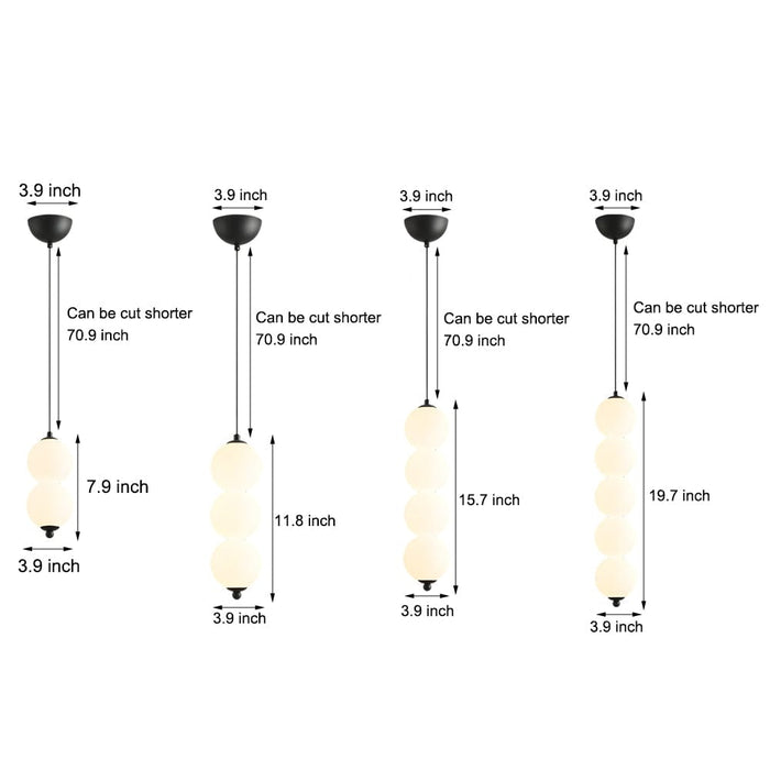 Modern Round String Vertical Balls Pendant Lamp Dimmable LED Chandelier