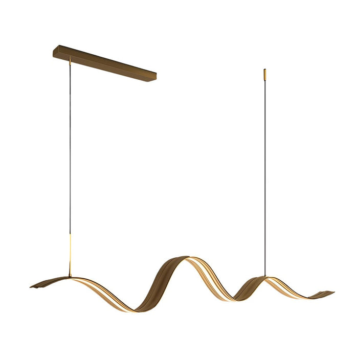 Long Copper Ribbon Waves LED Minimalist Nordic Dining Room Chandelier