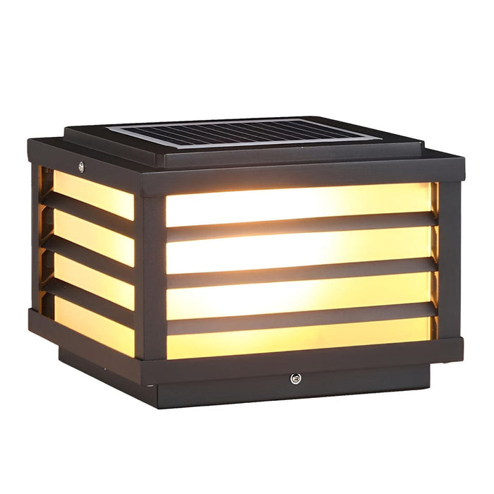 Square Waterproof LED Three Step Dimming Modern Solar Fence Post Lights