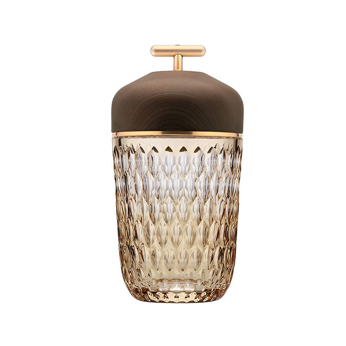 Bevel-cut Light Ash Clear Crystal Folia Wood Lid Table  Lamp LED  Touch Switch Ambient Lighting