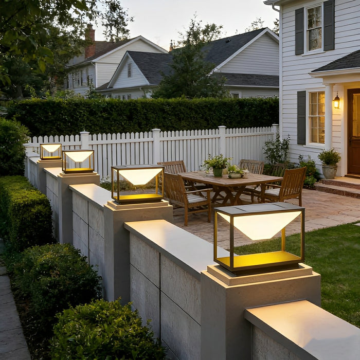 Outdoor Post Lights - Modern Waterproof Solar Square Mountain LED for Garden, Patio, Pathway