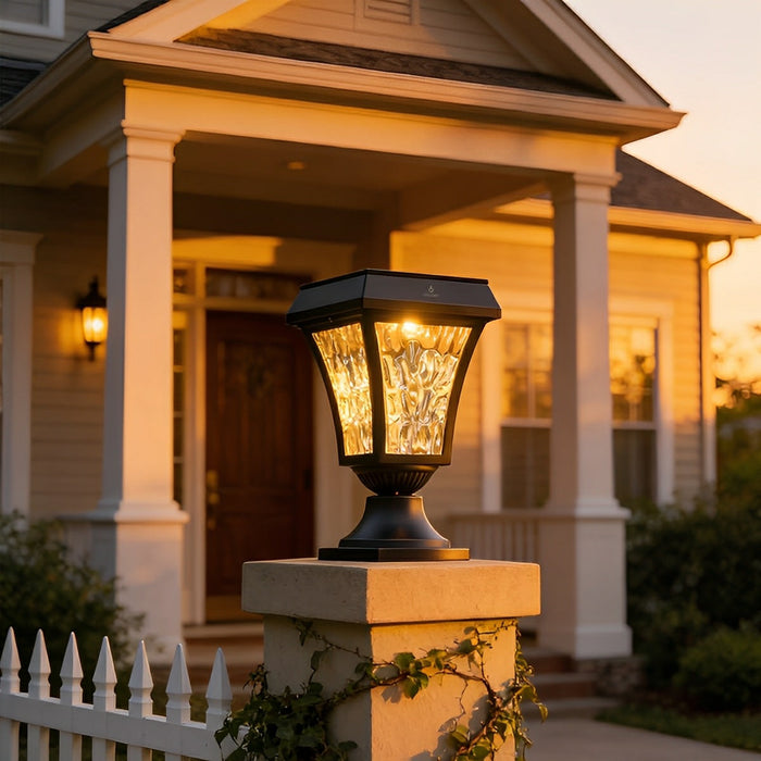 Solar Waterproof Water Wave Lampshade LED Outdoor Post Light - Garden Pathway Driveway Driveway Lighting, Decorative Landscape Lamp
