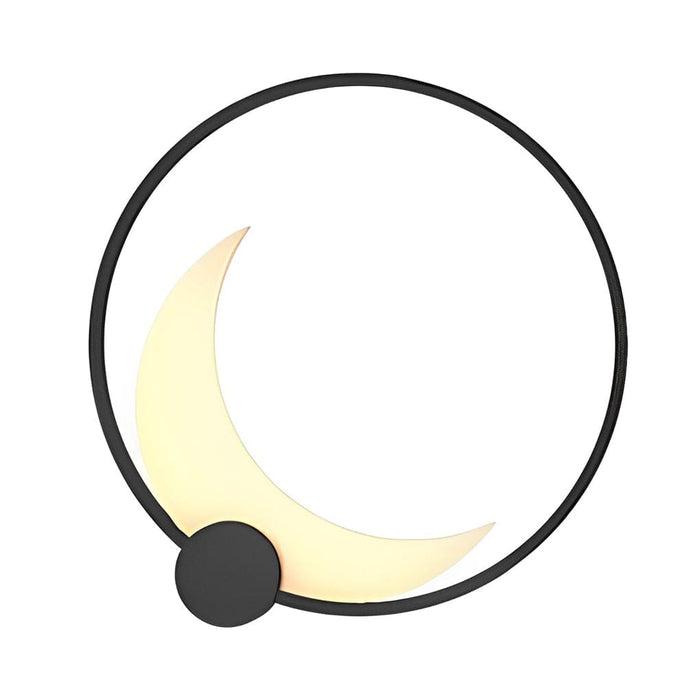 Round Moon Waterproof Black LED Wall Sconce Lighting Outdoor Wall Lamp