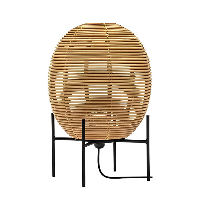 Rustic Handwoven Rattan Sari Floor Lamp with Egg Shaped Shade Standing Lamp