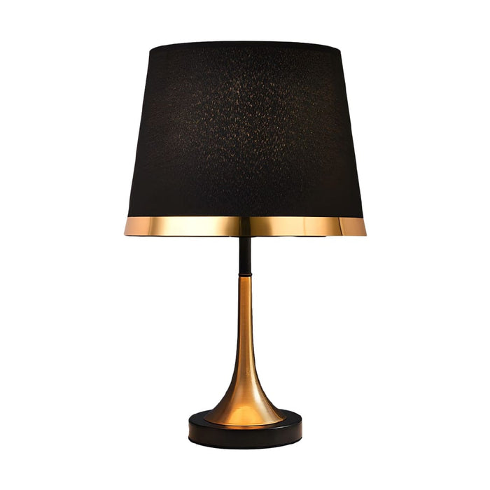 Vintage Button Switch Table Lamp with White/Black Fabric Shade