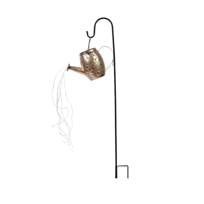 Metal Kettle Shower Watering Can LED String Waterproof Hanging Solar Lanterns