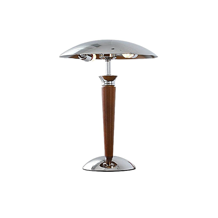 Chrome Iron Vintage Mushroom Paquebot Table Lamp Wooden 3 Step Dimming Bedside Lighting