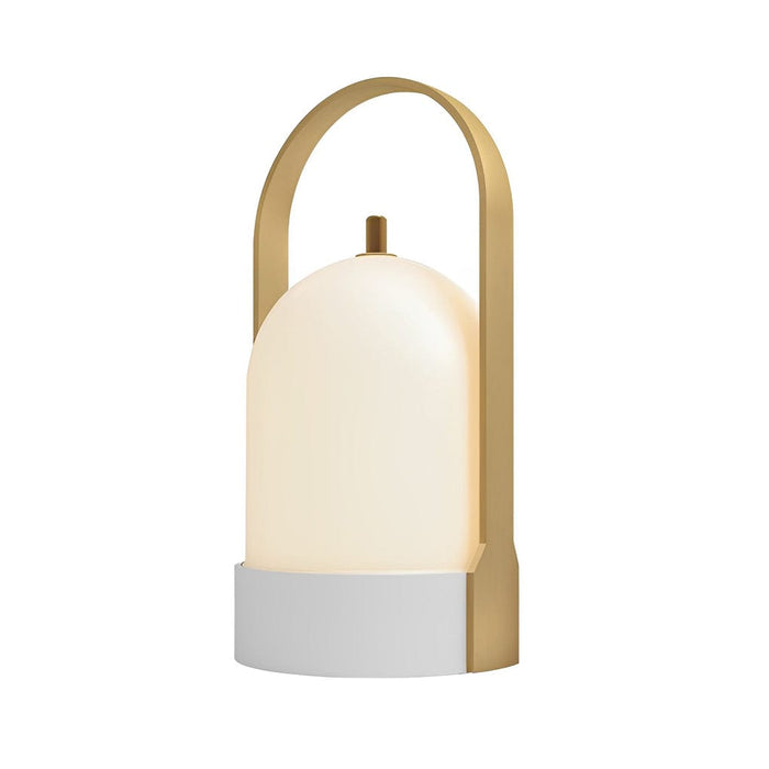 Electroplating Metal Portable Table Lamp With Arched Handle LED Touch Dimming Bedside Light
