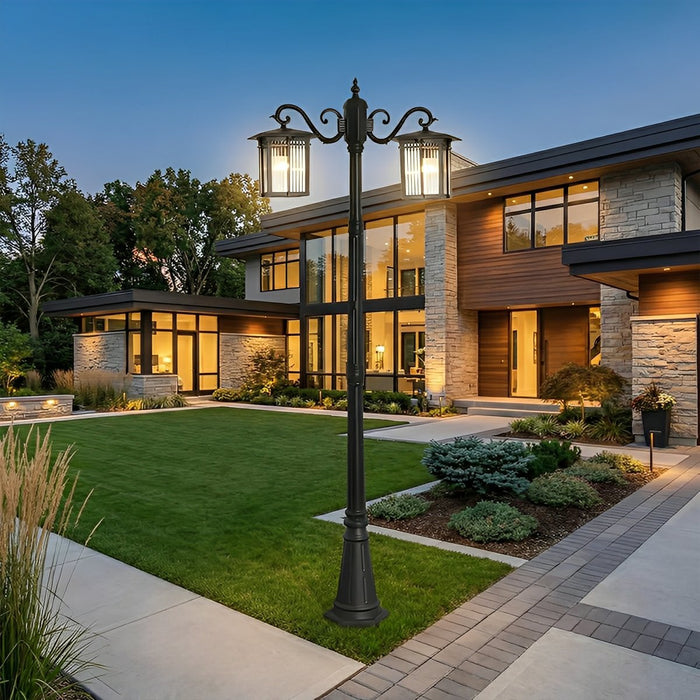 Outdoor LED Pathway Post Light, Classic Square Coach Lamp, Waterproof Die-cast Aluminum for Driveway/Courtyard