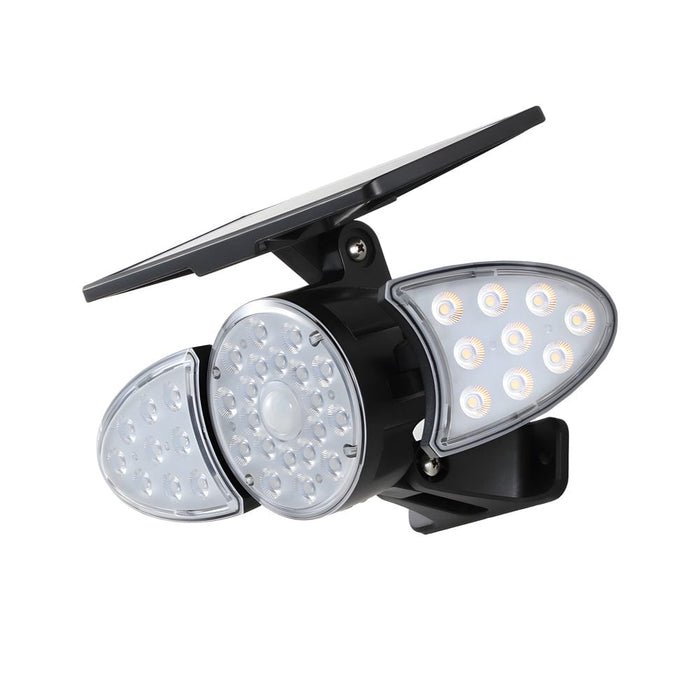 Solar Motion Security Light 3-Head Outdoor LED Wall Fixture with Motion Sensor