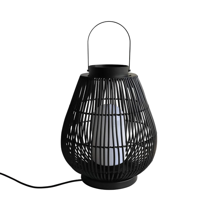 Round Handwoven Waterproof LED Black Modern Rattan Outdoor Lanterns