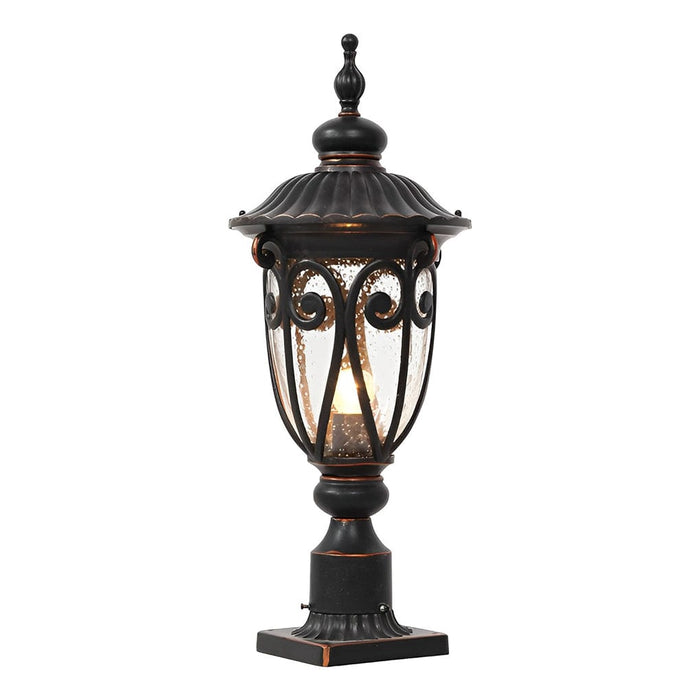 Round Bubble Glass Waterproof Black European Style Outdoor Pillar Lamp