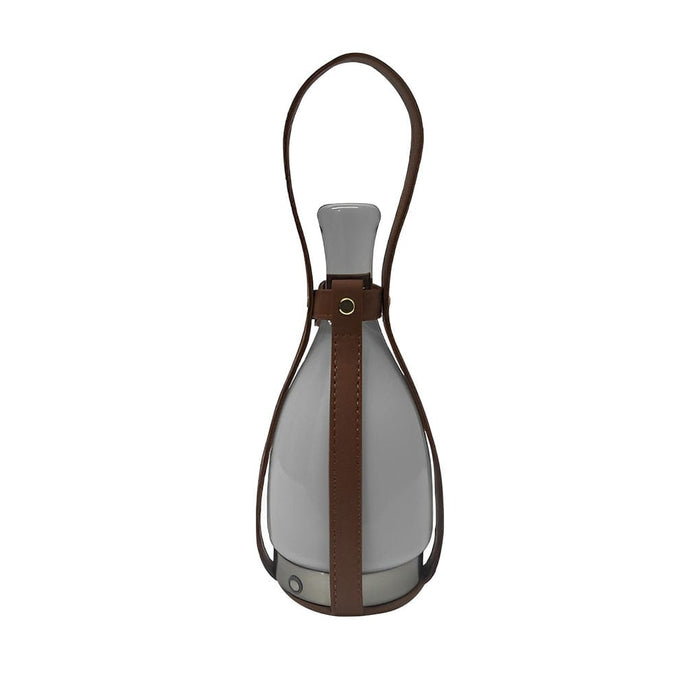 Integrated LED Built-in battery Frosted Glass Portable Bell Table Lamp with Leather Belt