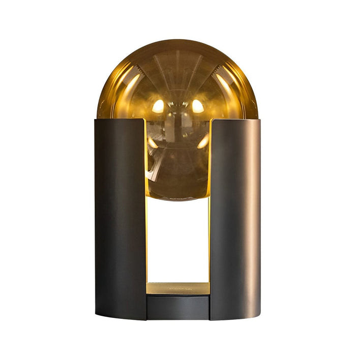 Dia 9.8'' Column Novelty Softwing Table Lamp with Amber Glass Ball shade