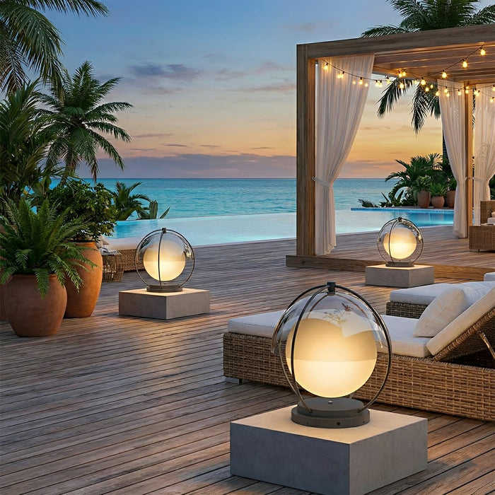 Solar Globe Post Light, Waterproof IP65 LED, Dusk to Dawn, Garden/Yard/Patio Lighting