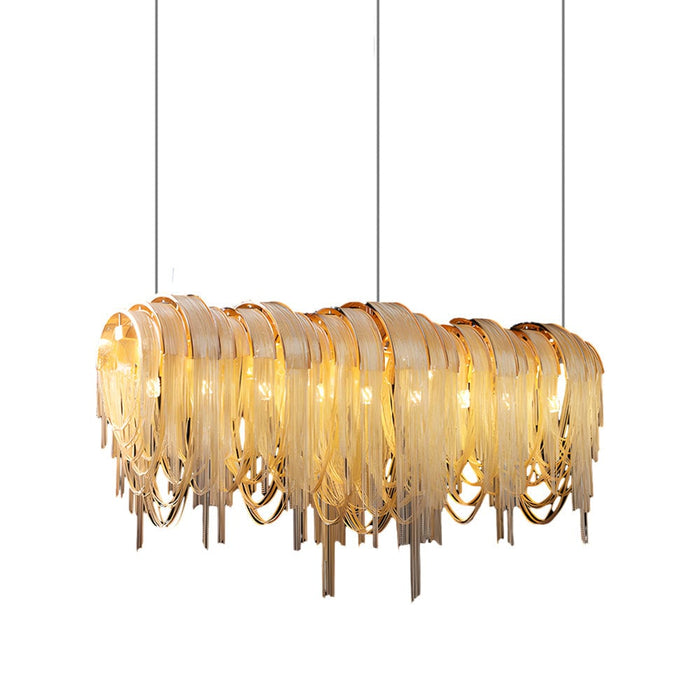 Waves Aluminum Tassel Chain 3 Step Dimming Artistic Nordic Chandelier