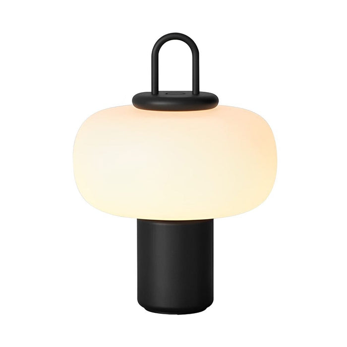 Modern Milk Glass UNA Orb Opal Table Lamp With Loop Handle Portable Luminaire