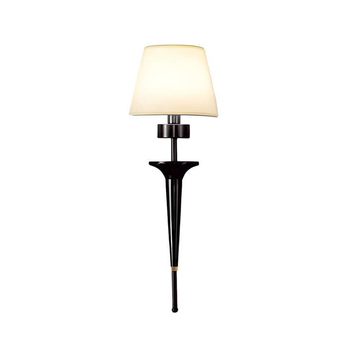 25.98-In H. Gold/Black Copper 1-Light American Wall Sconce with Fabric Shade