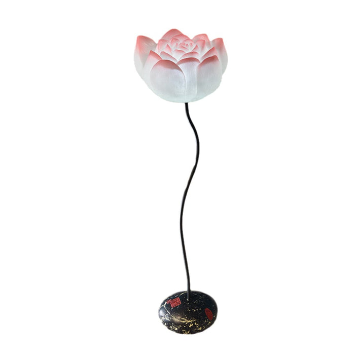 Iron Retro Multiple Sizes Lotus Flower Floor Lamp With Resin Base LED Standing Lamp