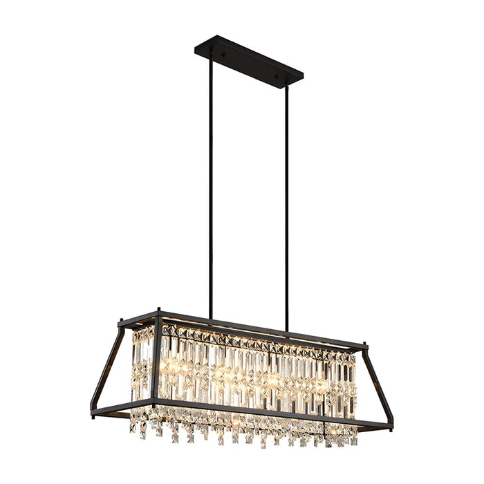 Trapezoidal Black Metallic Crystal Dining Room Chandeliers. 2 Sizes