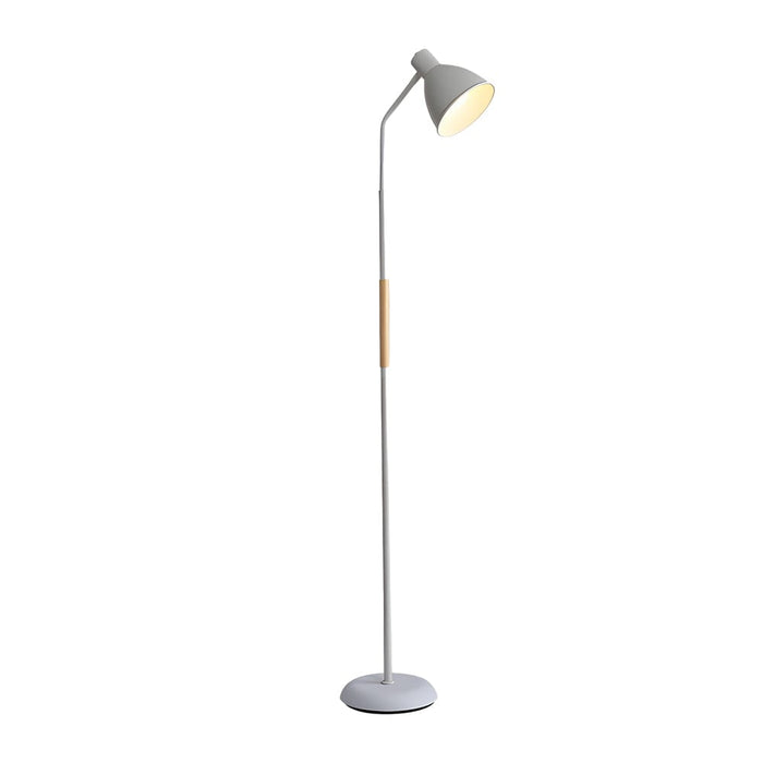 Rustic 59'' Wood & Iron Floor Lamp with Metallic Shade. US Plug