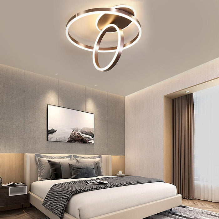 Dual Rings LED Modern Flush Mount Ceiling Lighting Chandeliers Light
