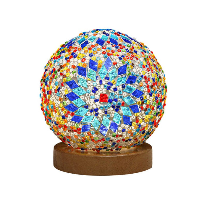 3.9'' Spherical LED Dimmable Glass Bohemian Baroque table lamp Mosaic Night Light