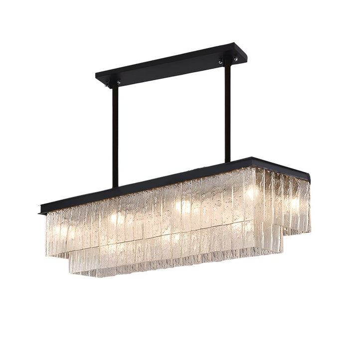 Long Rectangular Double Layer 3 Step Dimming Post-Modern Chandelier