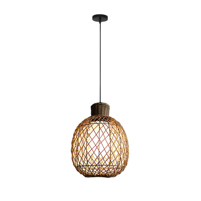 Waterproof Lantern Rattan Shade 10W LED Modern Outdoor Chandelier