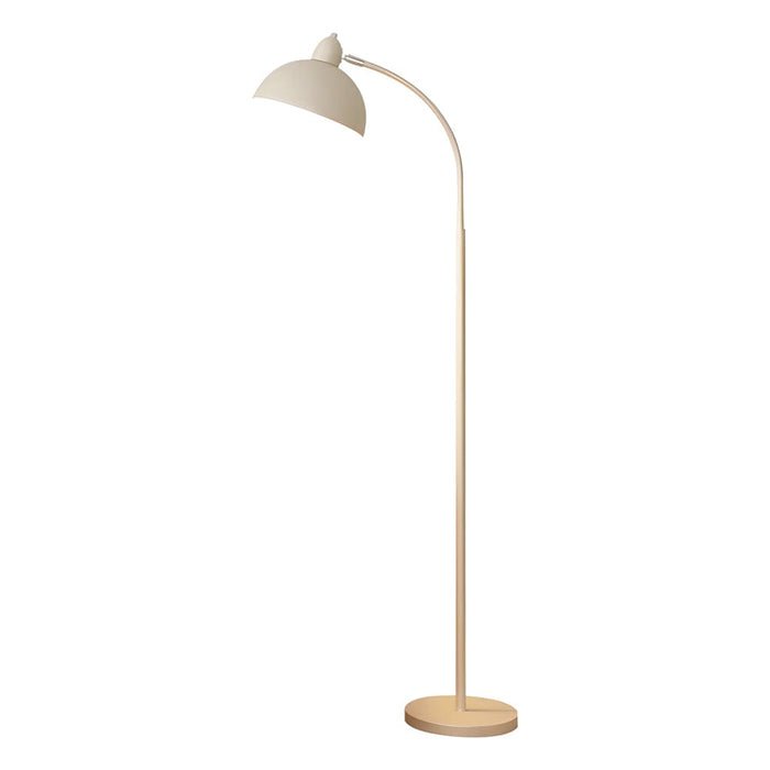 Modern White Chrome Arc Floor Lamp with Dome Shade