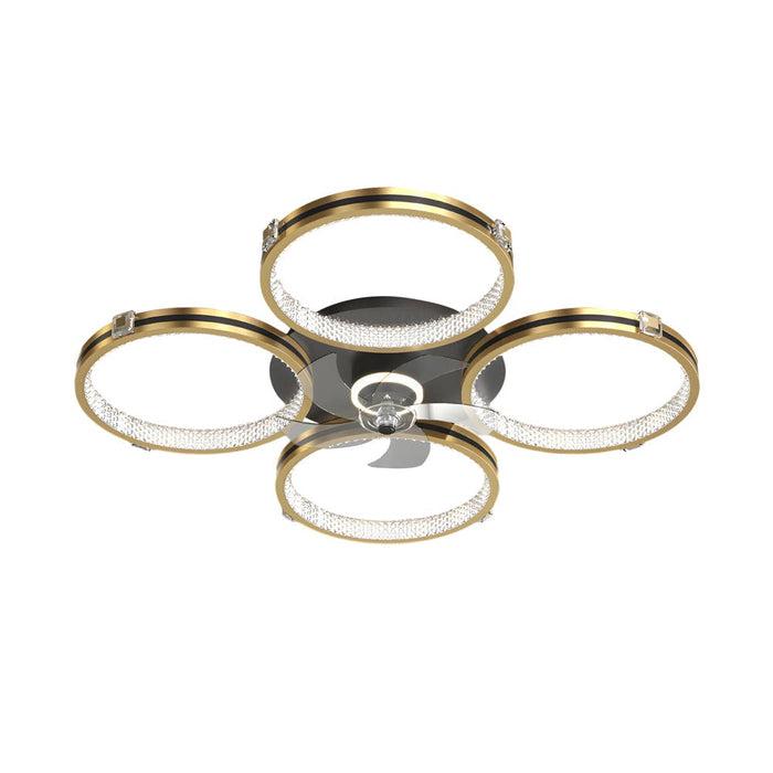 4 Rings Creative Mute Three Step Dimming LED Silent Modern Ceiling Fans