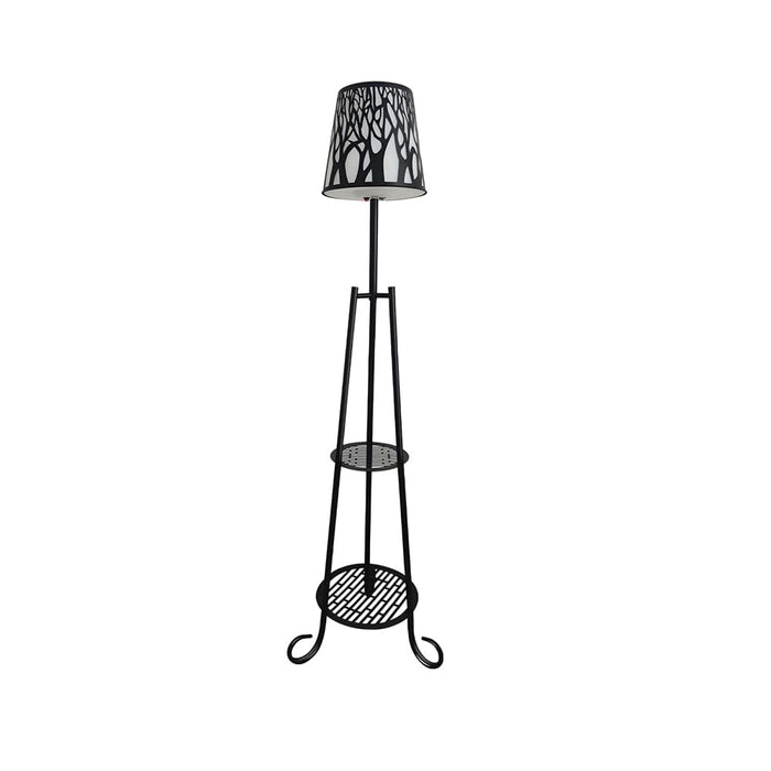Modern Metal Solar Floor Lamp Outdoor with 2 Plant Stands