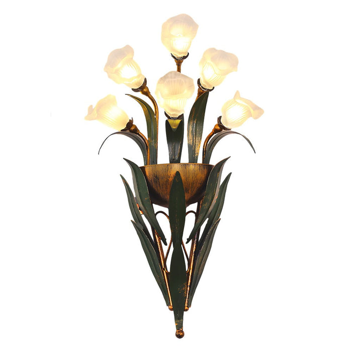 Bouquet Flowers Leaves 3 Step Dimming Pastoral American Style Wall Lamp