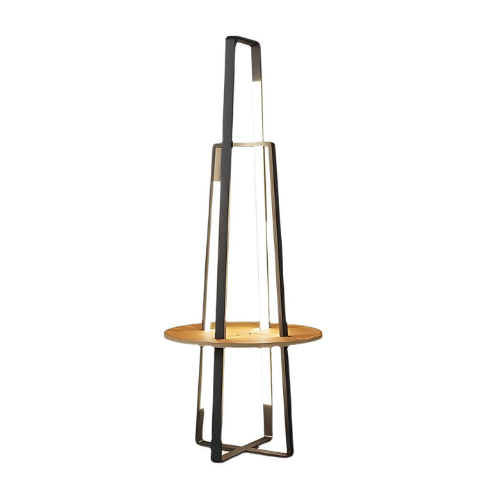 Iron 63''  Shelf Floor Lamp with Wooden Storage Shelves Living Room Standing Light