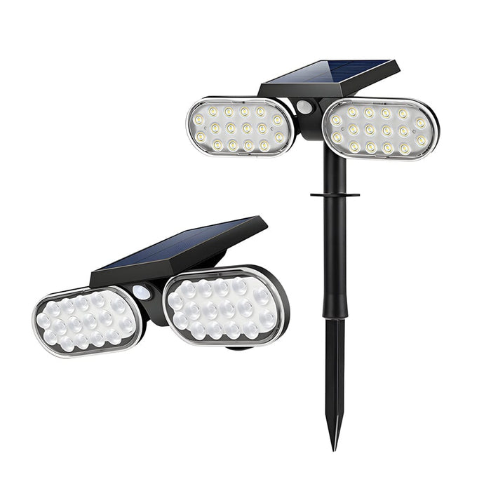 2 - Head Modern Black Solar LED Spotlight with Motion Sensor. Rotatable