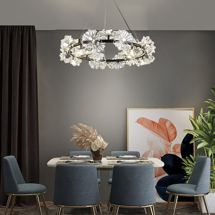 Circle Flower Design Electroplated Metal Crystal Classic Chandeliers