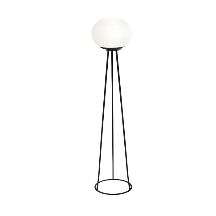 52.4 in. White PE Globe LED Solar Outdoor Standing Floor Lamp
