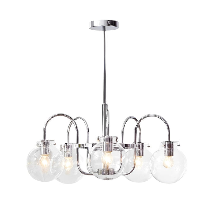 4/5 Lights Glass Ball Curved Iron Lamp Arm Nordic Chandelier Pendant Lights