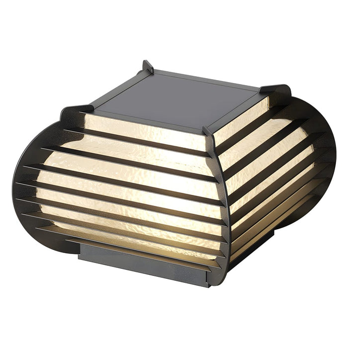 Square Lantern Waterproof LED Black Modern Solar Fence Post Lights