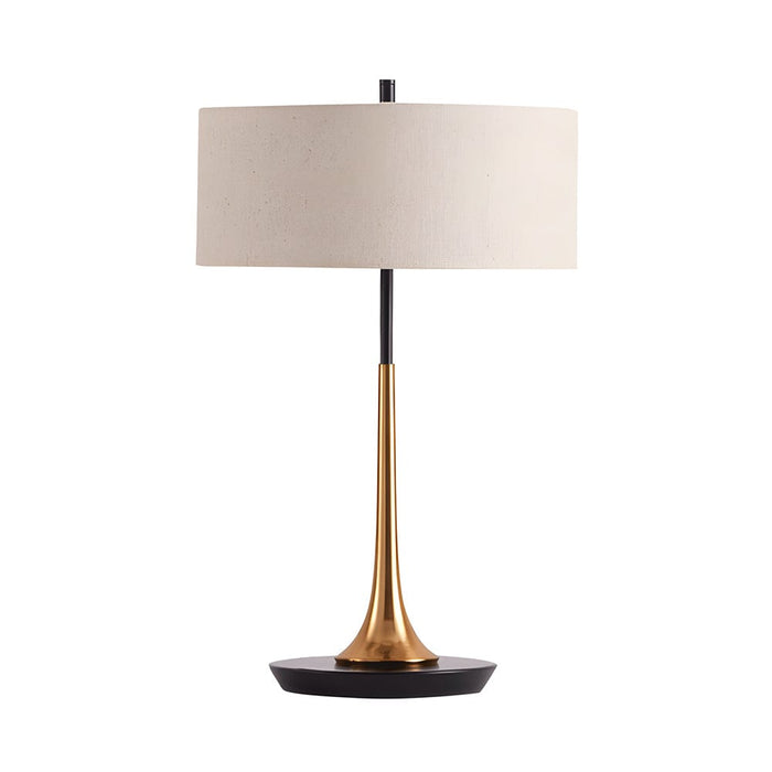 21.7'' H. Modern Horn-Shaped stand Table Lamp with Horizon Linen Fabric Drum Shade