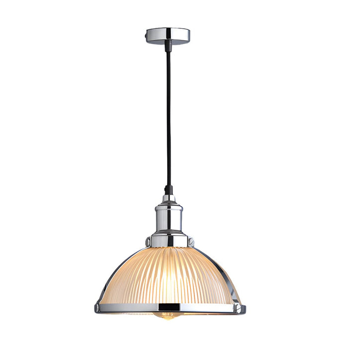 1-Light Striped Glass Shade Tungsten Wire 40W Pendant Lights
