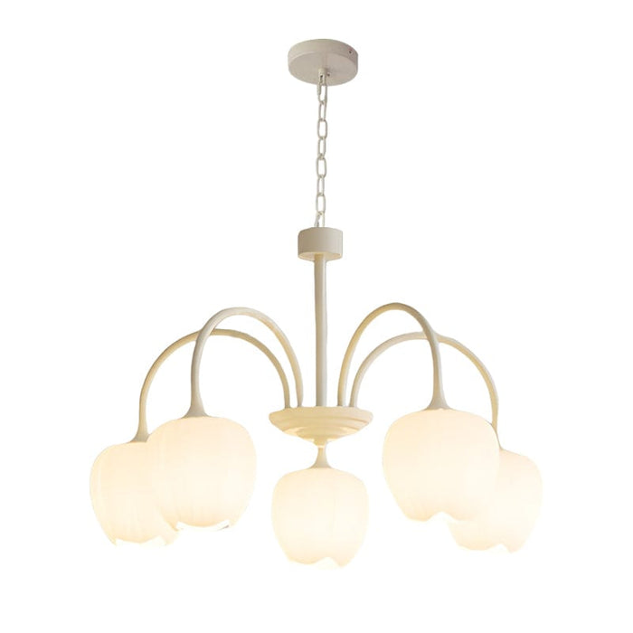 Tulips Flowers Three Step Dimming LED Milky White Modern Chandelier