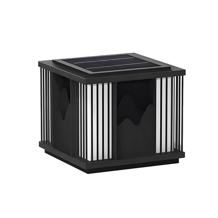 Waterproof LED Mountain Scenery Black Modern Solar Post Caps Lights