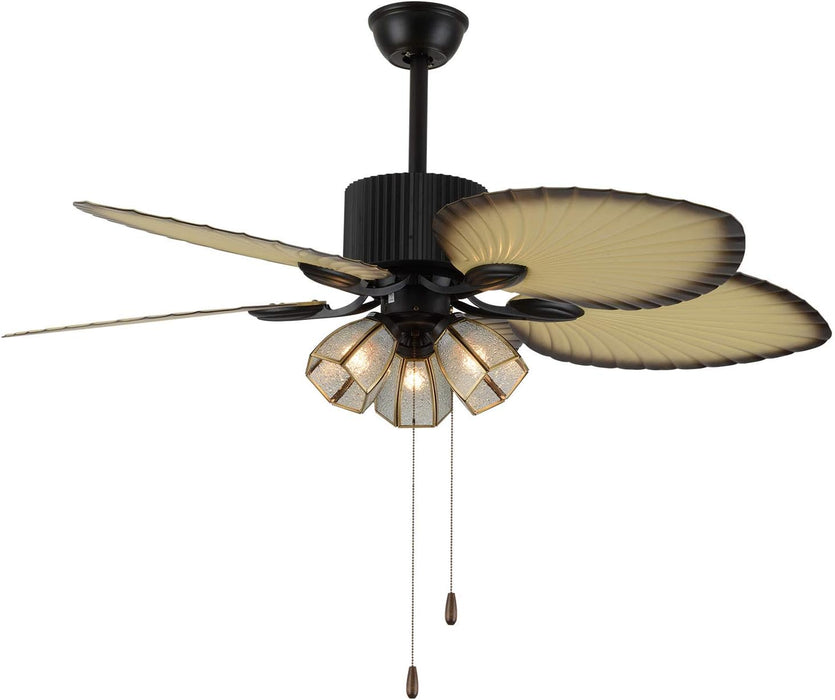 52 in. Tropical Indoor Outdoor Ceiling Fan with Light Kit Pull Chain, Quite Ceiling Fan for Dining Room Living Room Bedroom