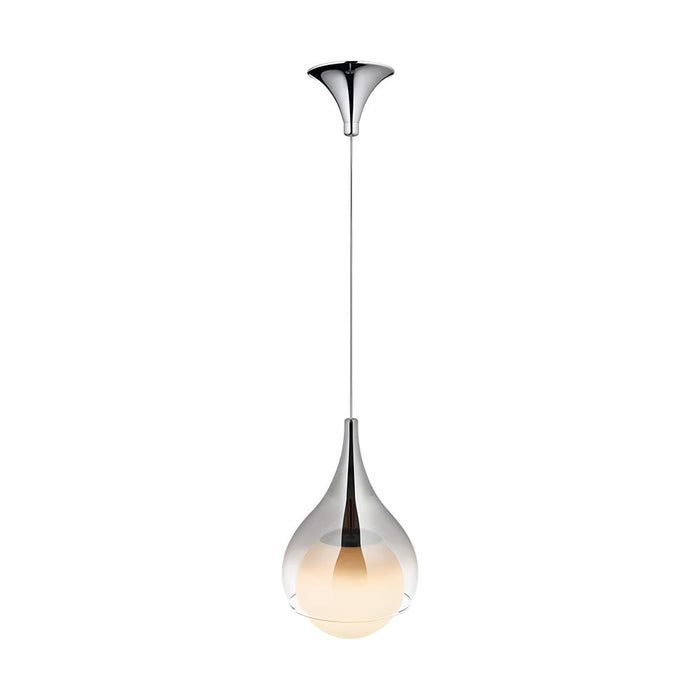 Modern 1-Light Teardrop Droplet Glass Pendant Light. Adjustable Height