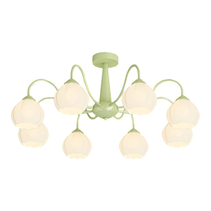 8 Round Flowers Bell Orchid Three Step Dimming Modern Ceiling Lights Fixture