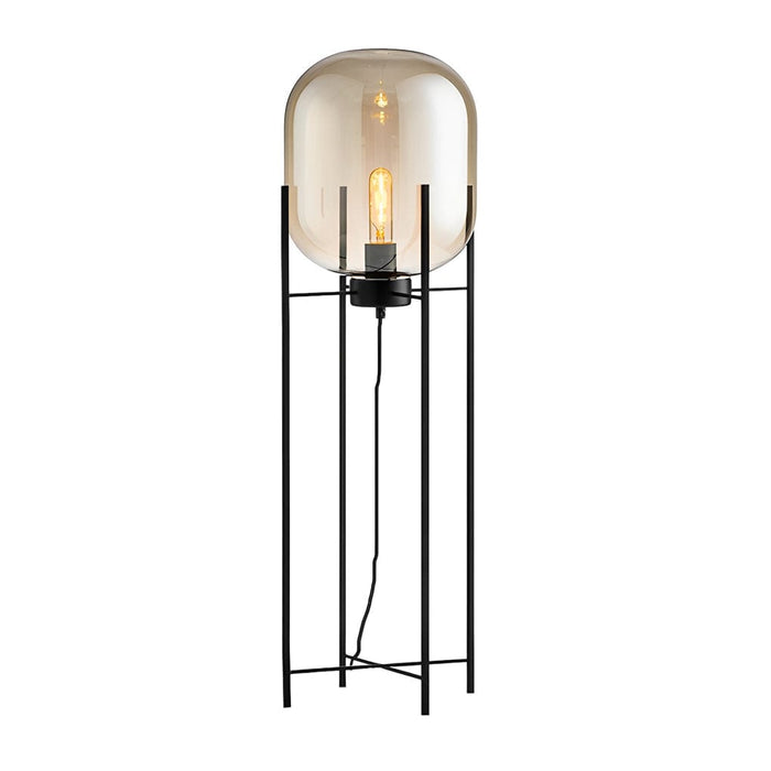 Industrial Iron Column Oda Floor Lamp With Hand-blown Clear Glass Shade LED Standing Lamp