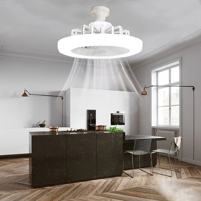 2 in 1 LED White Hanging Ceiling Fan with Remote Control for Bedroom Living Room Dining Room Kitchen Island-ErisView
